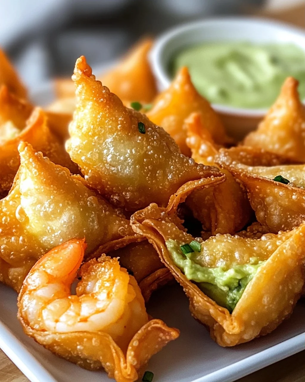 Avocado-Limetten-Wontons mit Garnelen
