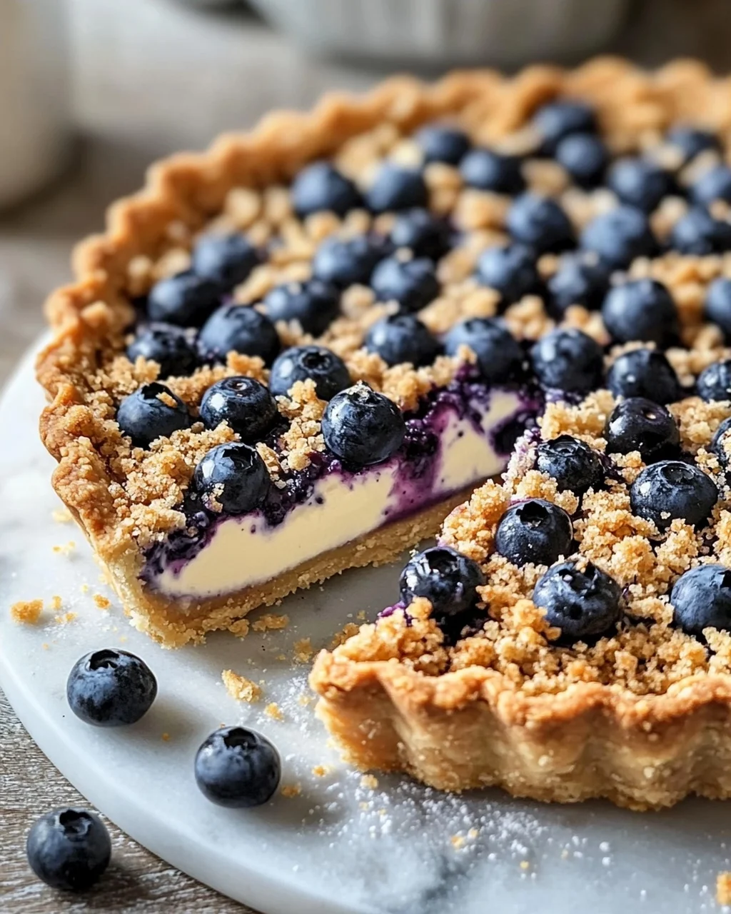 Blaubeer-Tarte mit Vanille-Schmand und Streuseln
