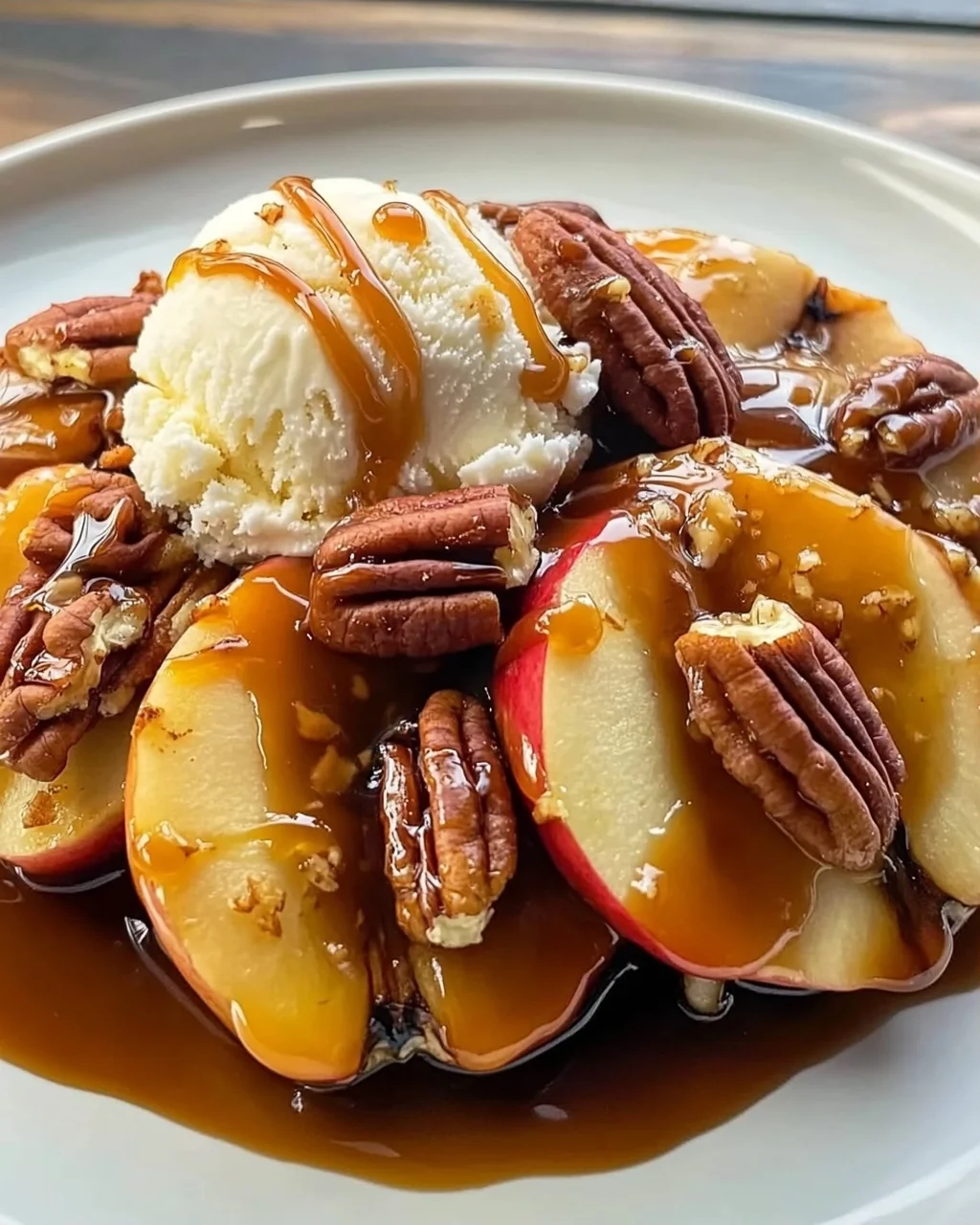 Blühende Gegrillte Äpfel mit Karamell und Nüssen