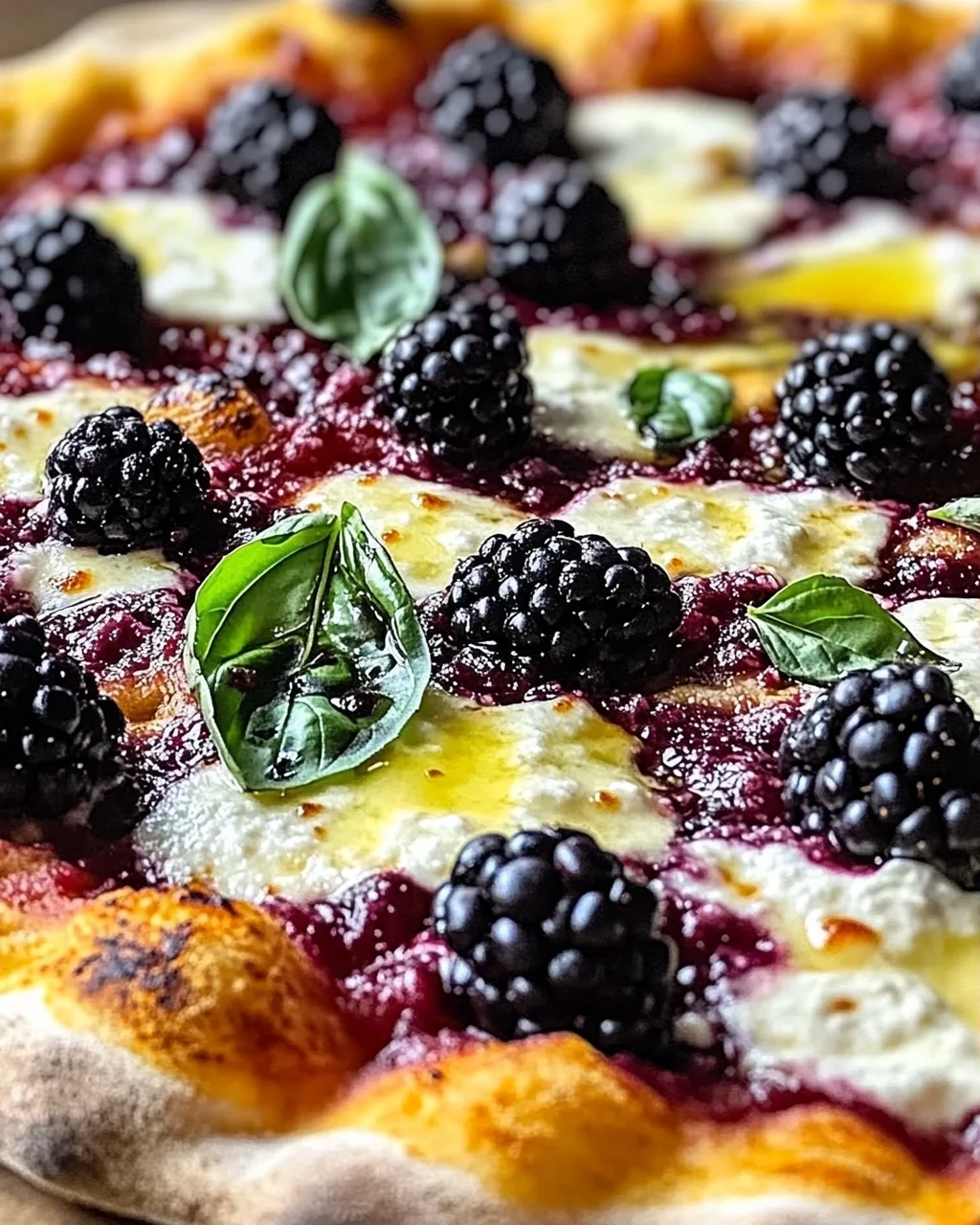 Brombeer-Basilikum-Ricotta-Pizza für den Sommerzauber