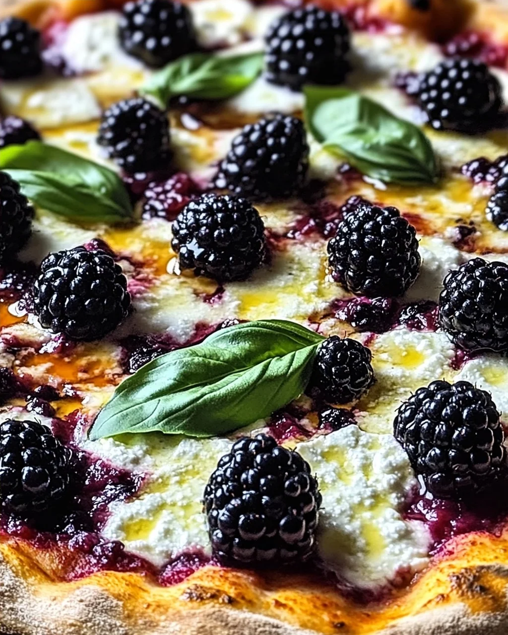 Brombeer-Basilikum-Ricotta-Pizza für den Sommerzauber