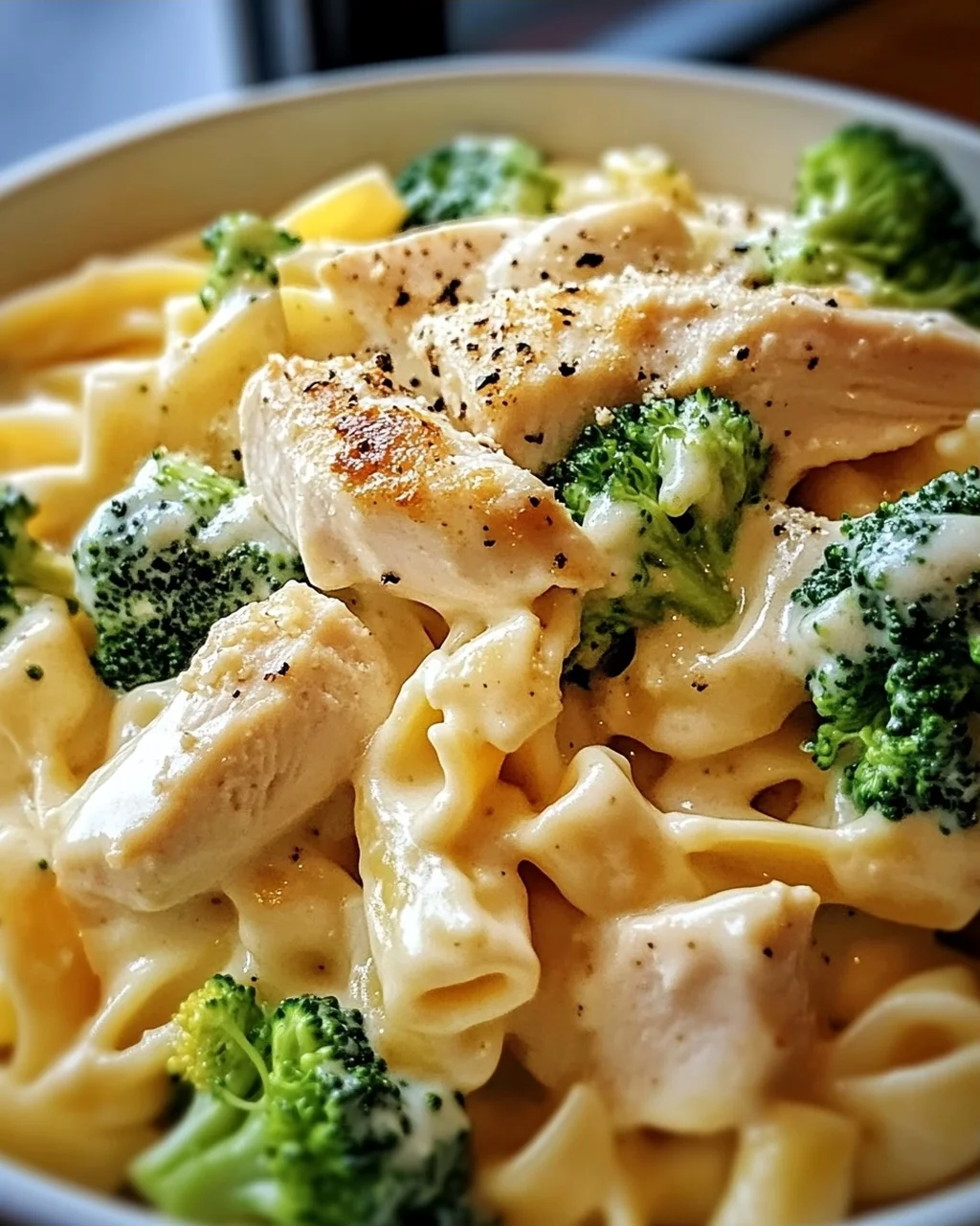 Cremige Hähnchen-Brokkoli-Alfredo Pasta