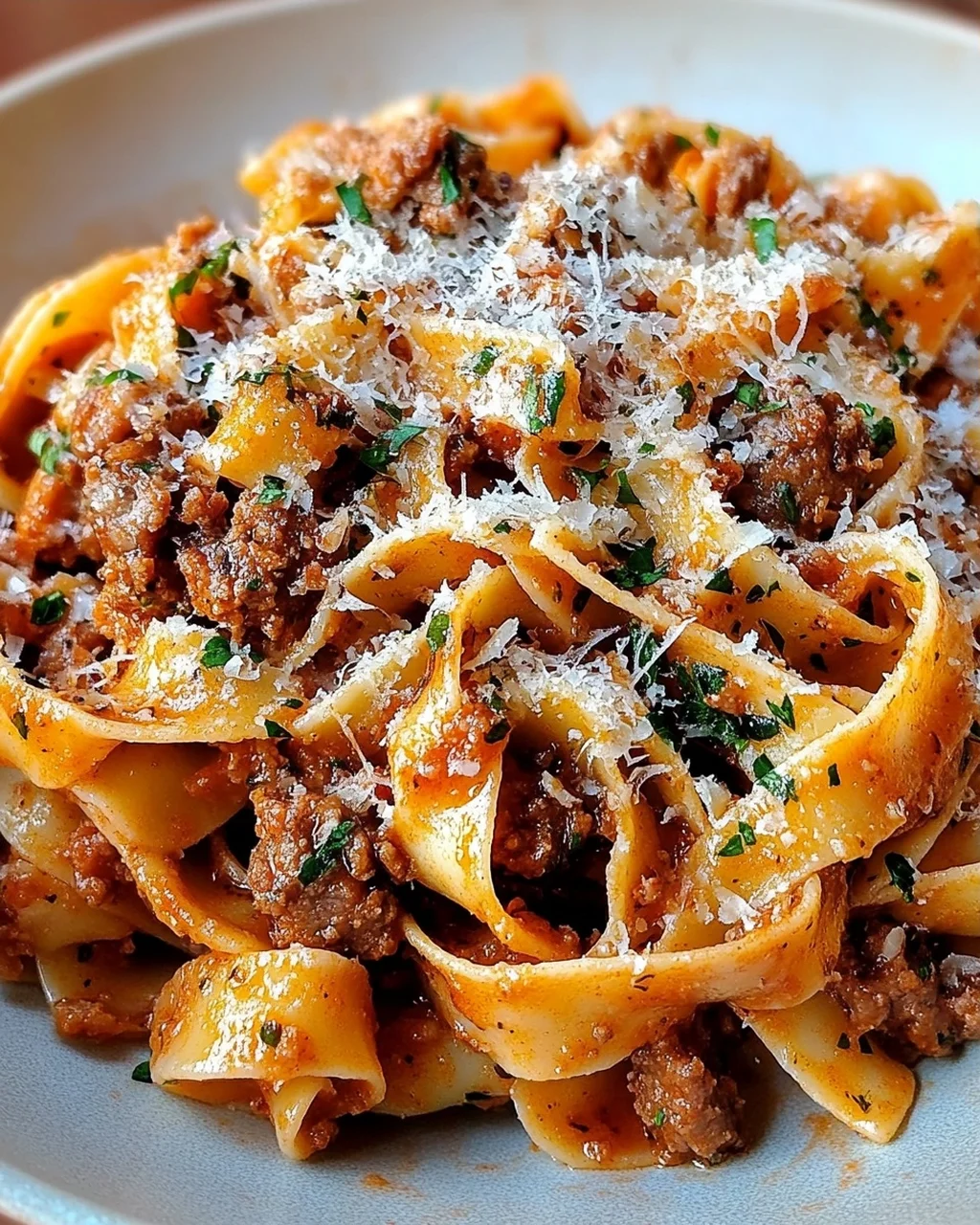 Cremige kalabrische Chili-Pappardelle mit Wurst und Fenchel