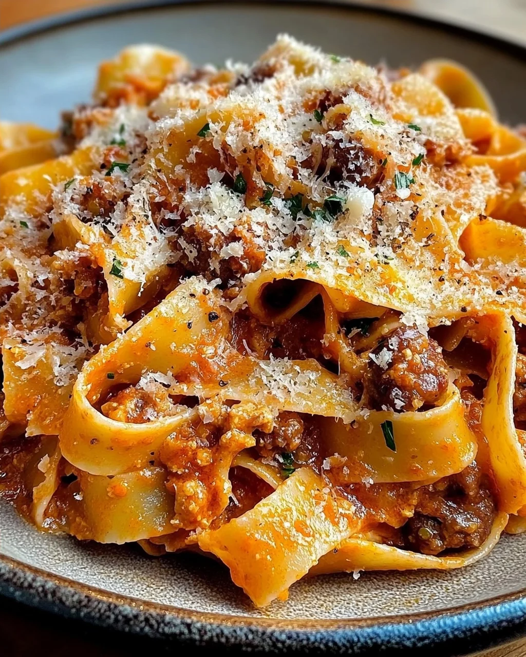 Cremige kalabrische Chili-Pappardelle mit Wurst und Fenchel