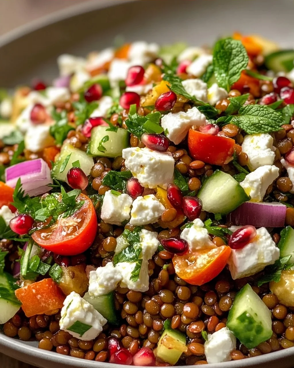 Cremiger Orientalischer Linsensalat Feta