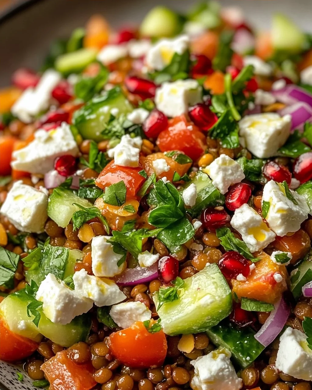 Cremiger Orientalischer Linsensalat Feta