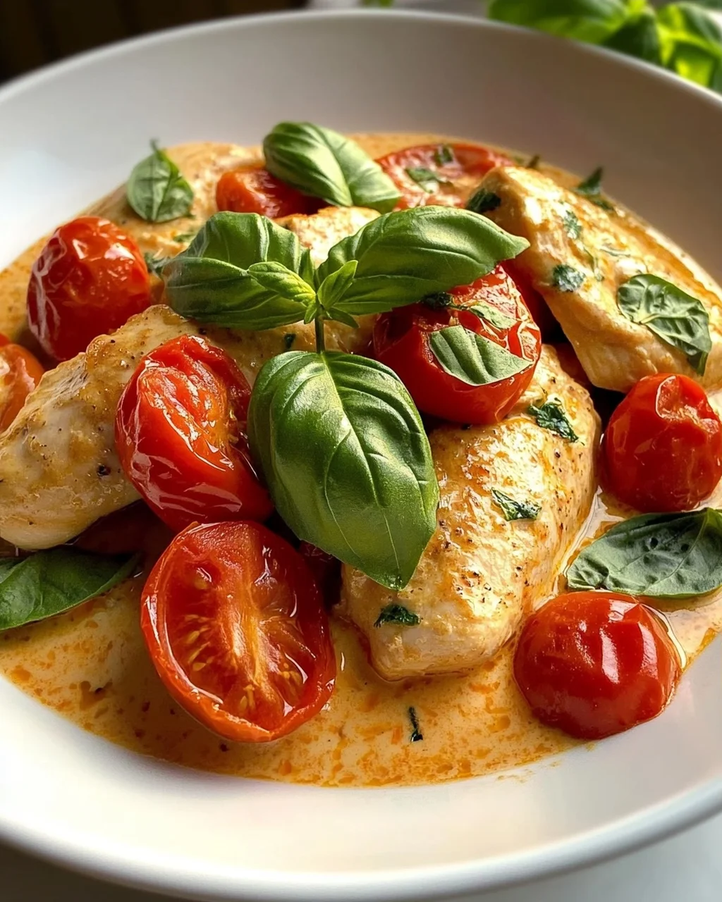 Cremiges Hähnchen mit Tomaten & Basilikum – Schnell & Lecker!