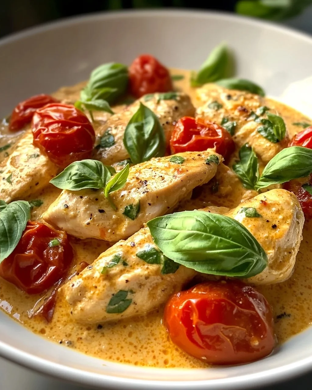 Cremiges Hähnchen mit Tomaten & Basilikum – Schnell & Lecker!