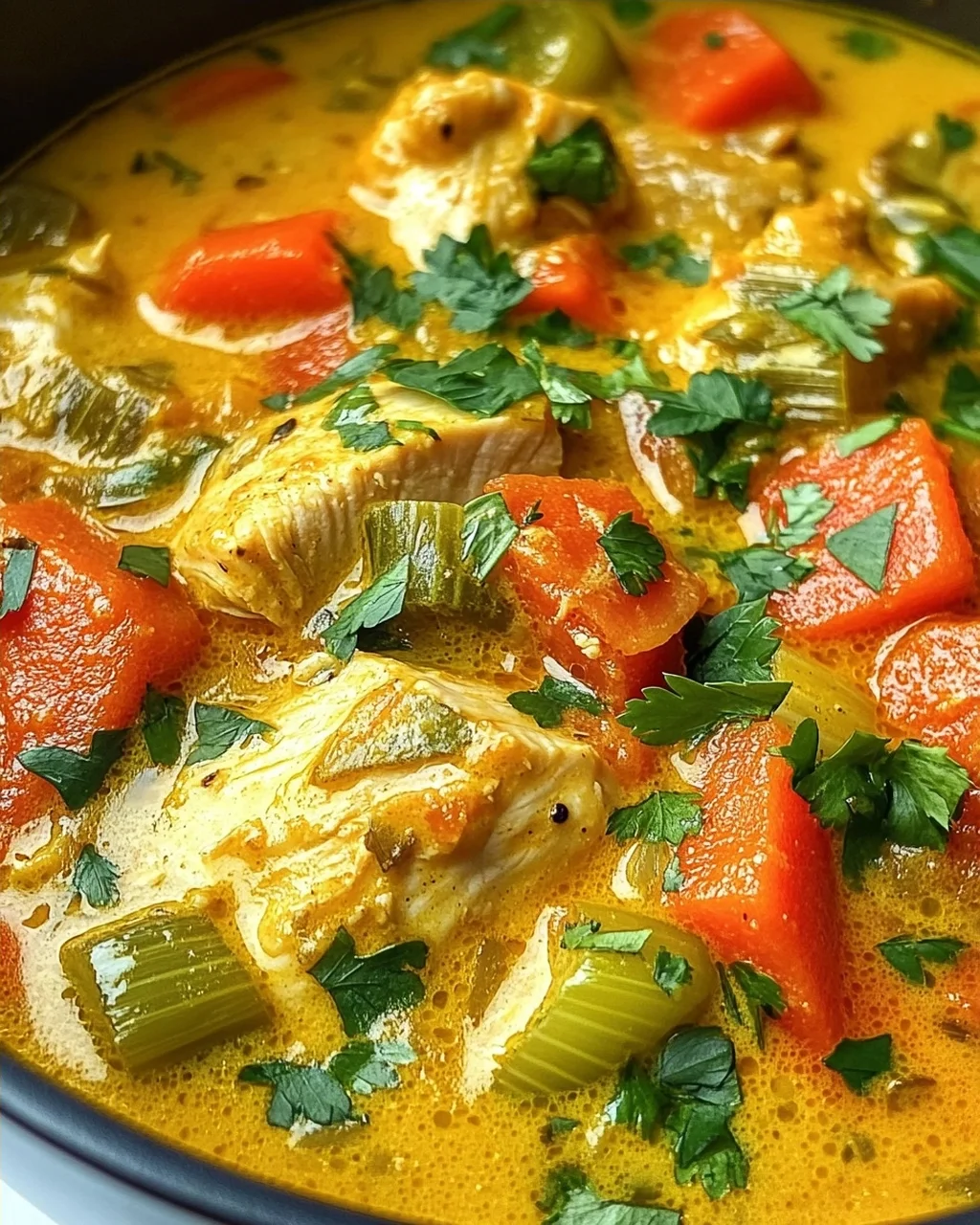 Currysuppe mit Hähnchen