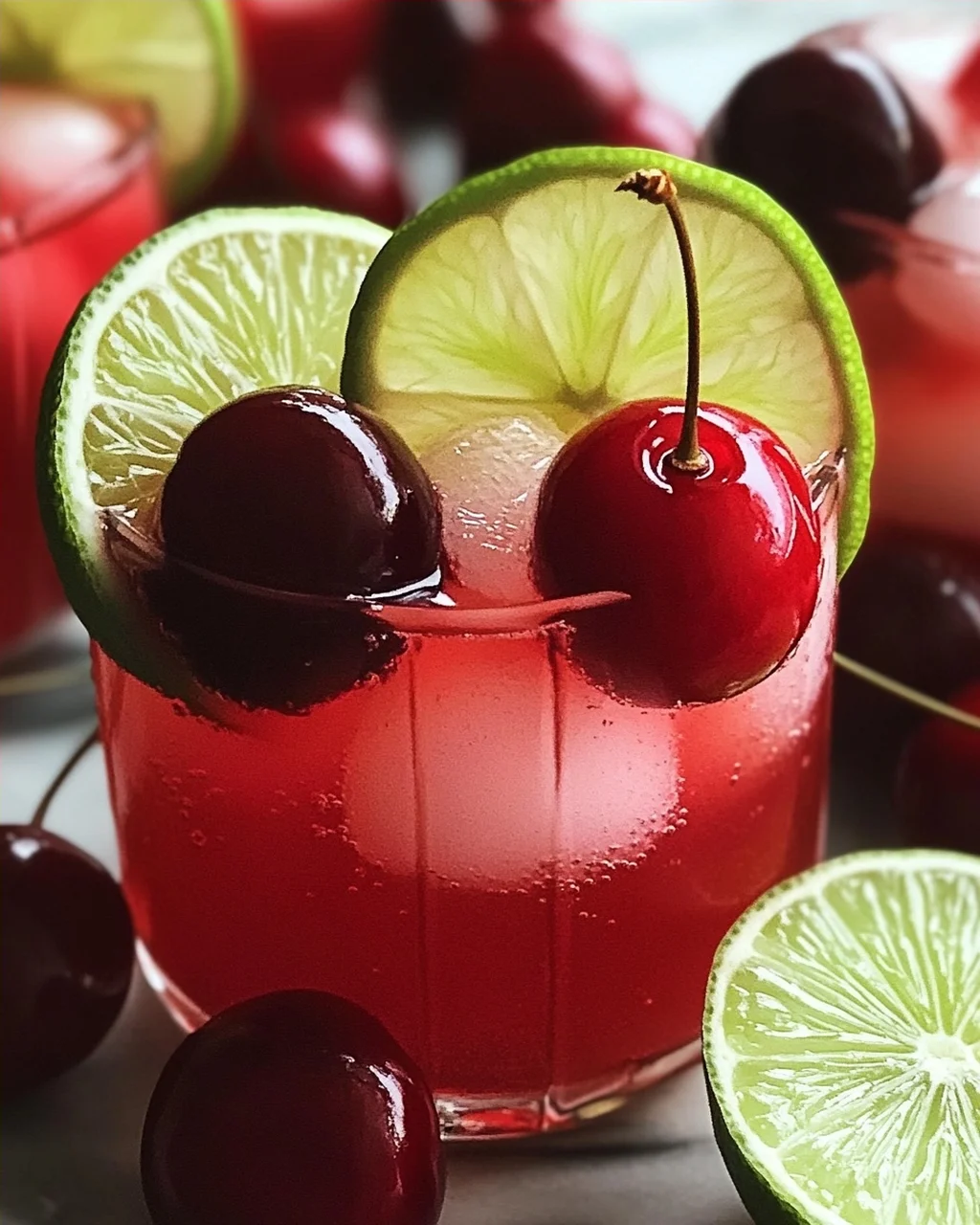 Erfrischende Kirsche Limettenlimonade für den Sommer