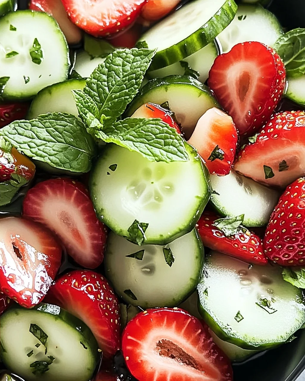 Erfrischender Gurken-Erdbeer-Salat mit Minze