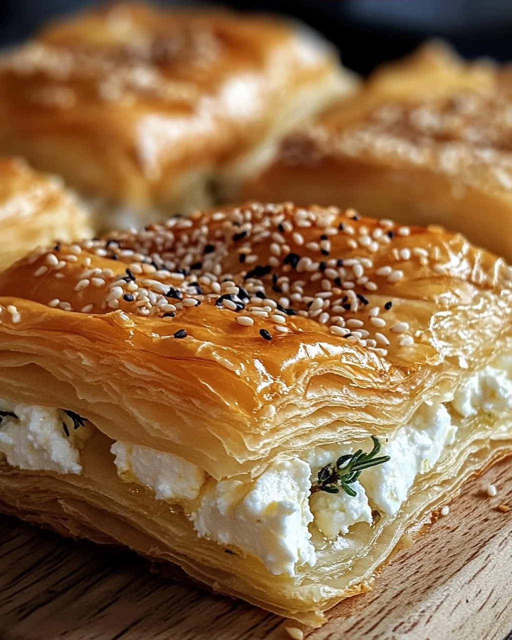 Feta im Blätterteig mit Sesam und Thymian