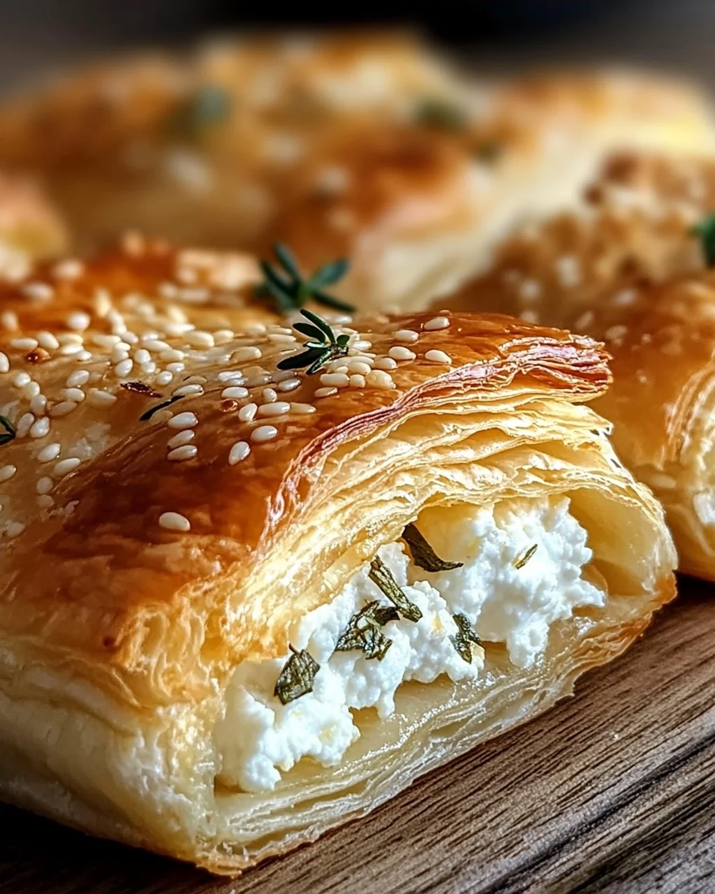 Feta im Blätterteig mit Sesam und Thymian