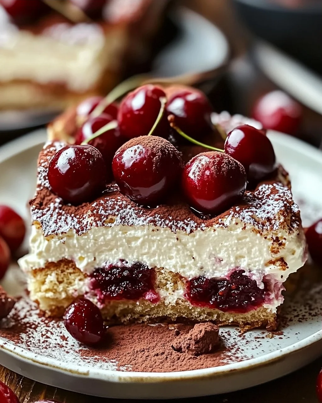 Fruchtiges Kirsch-Tiramisu mit Amaretto-Geschmack (alkoholfrei)