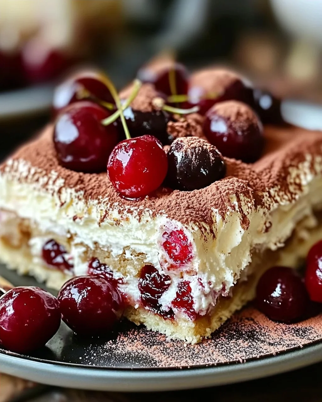 Fruchtiges Kirsch-Tiramisu mit Amaretto-Geschmack (alkoholfrei)