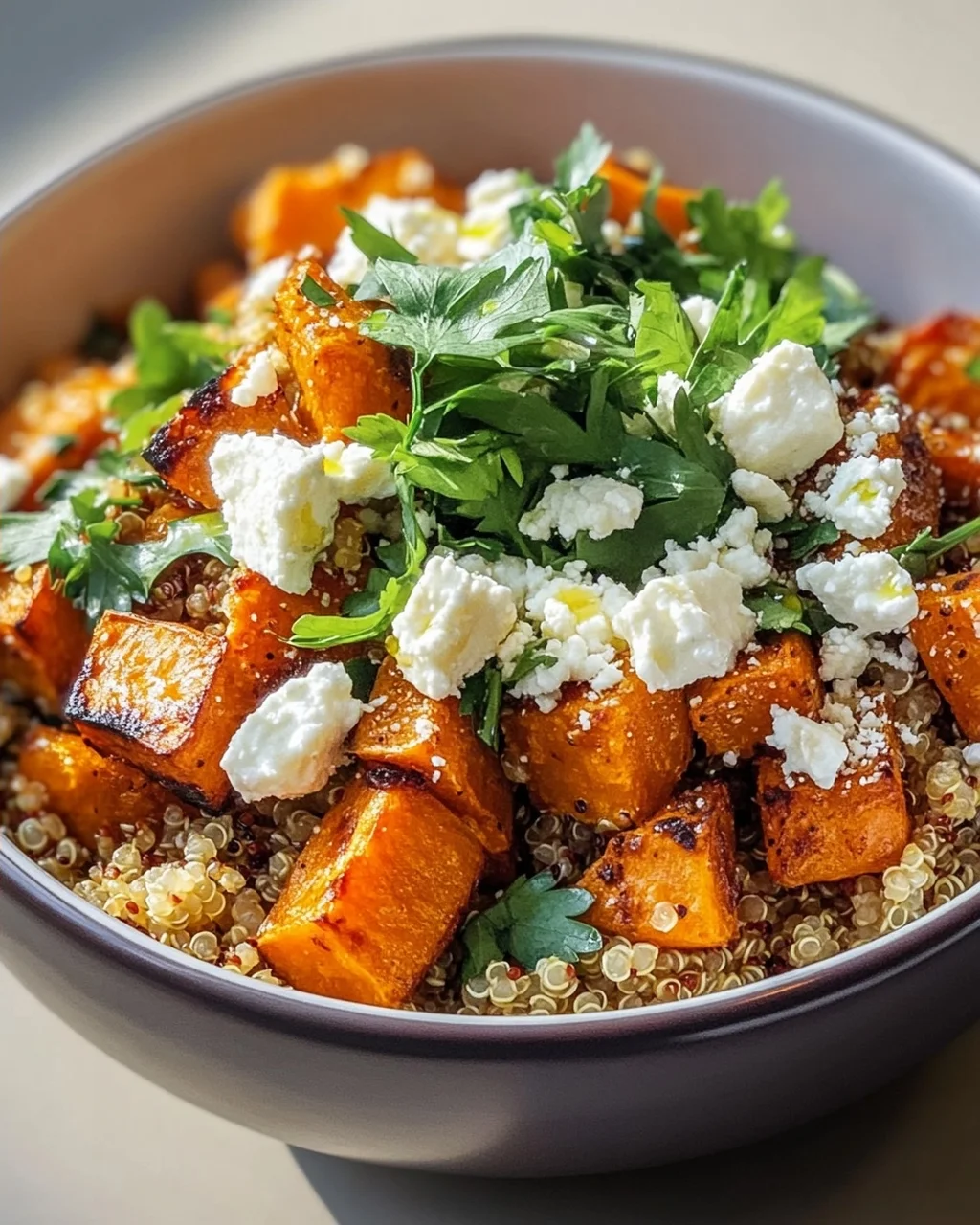 Genieße: Süßkartoffel Quinoa Bowl mit Honig, Feta – So Lecker!