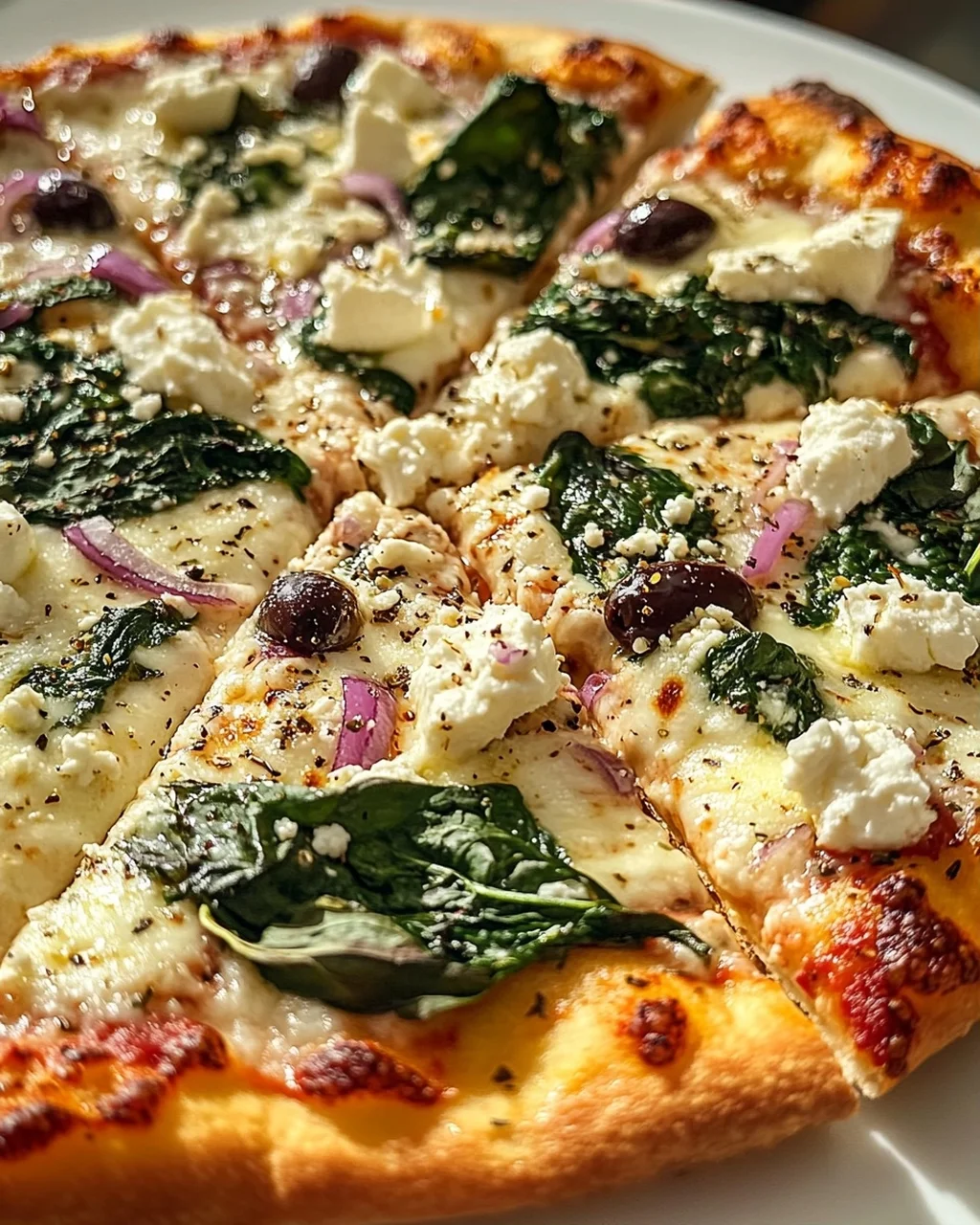 Griechische Pizza: Gerösteter Knoblauch & Spinat Genuss!
