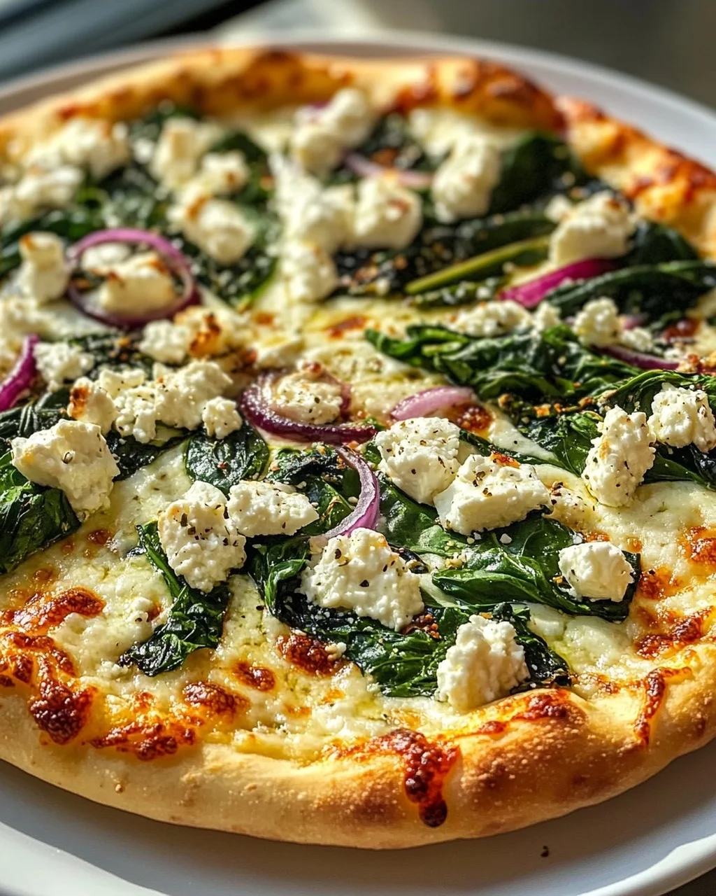 Griechische Pizza: Gerösteter Knoblauch & Spinat Genuss!