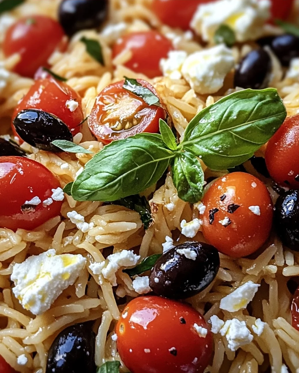 Griechische Reisnudeln mit Tomaten, Feta und Oliven