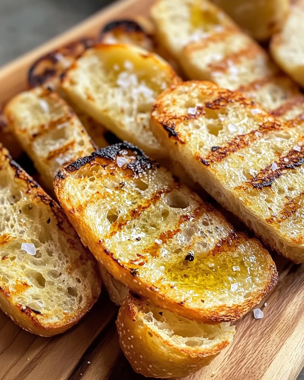 Grillbrot mit Olivenöl und Meersalz
