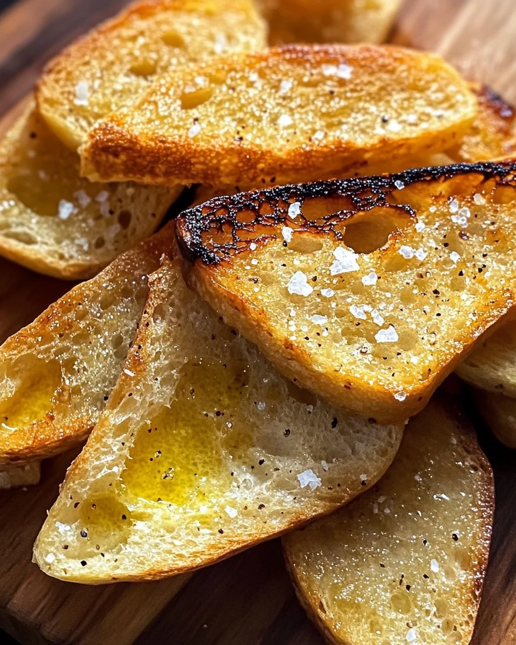 Grillbrot mit Olivenöl und Meersalz