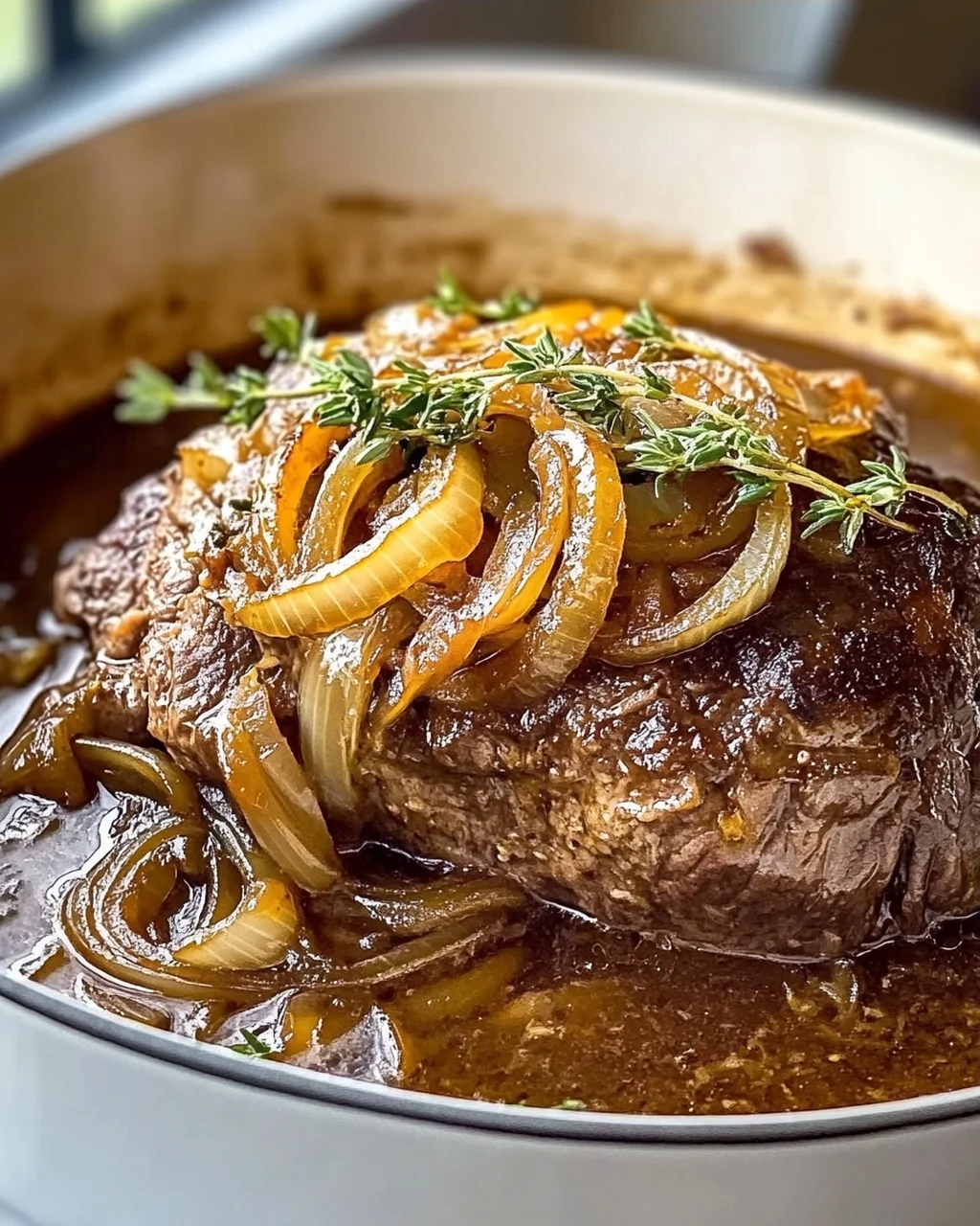 Herzhafter französischer Zwiebel-Rinderbraten für Gemütlichkeit