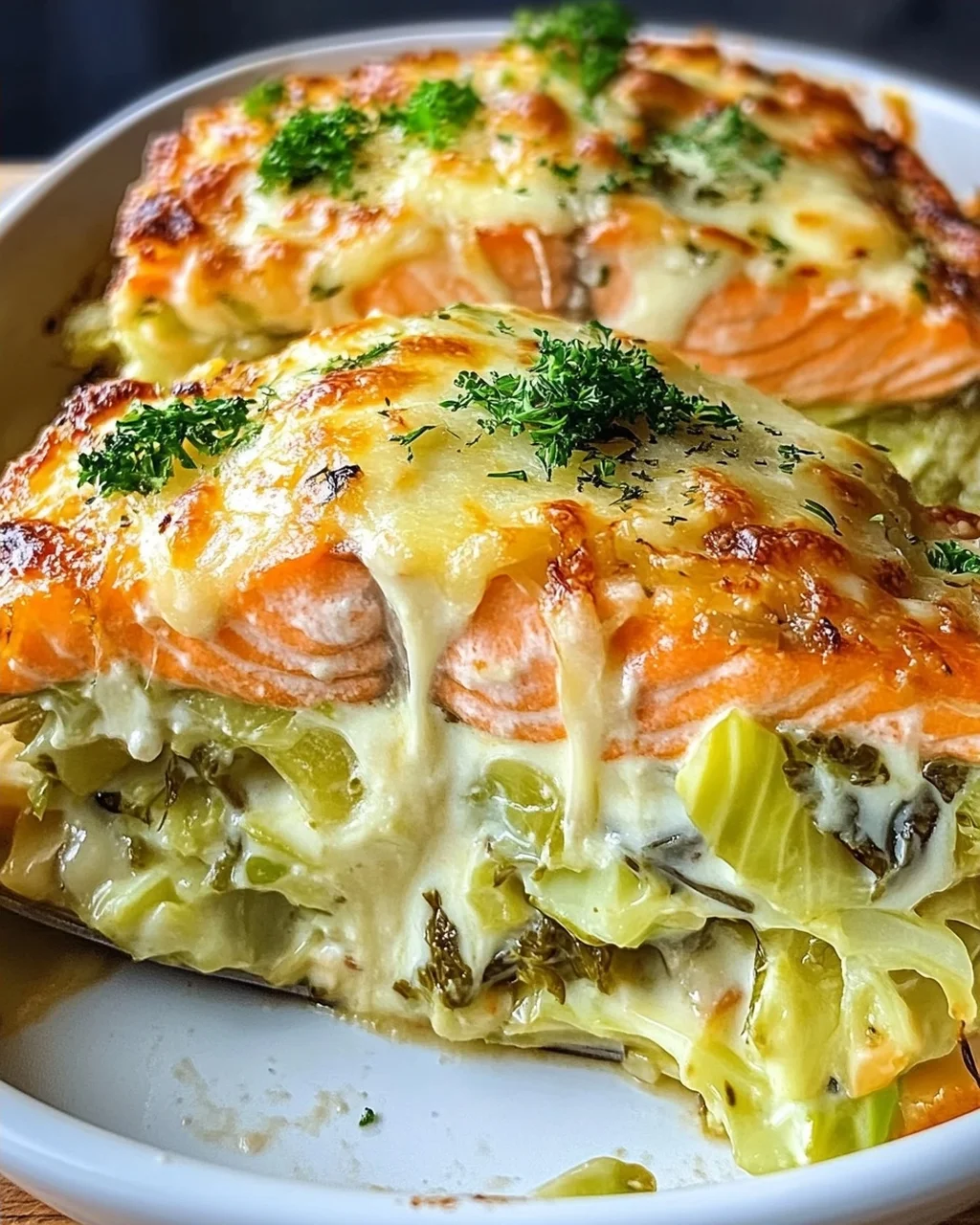 Lachs-Spitzkohl-Auflauf