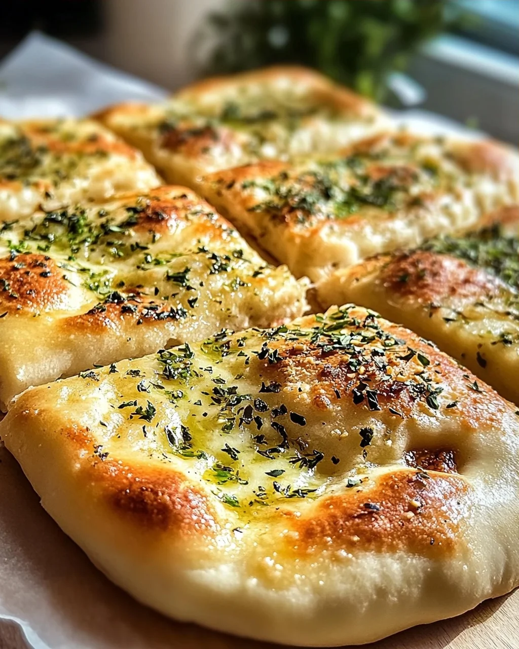 Leckeres Pizzabrot mit Knoblauch und Kräutern Rezept
