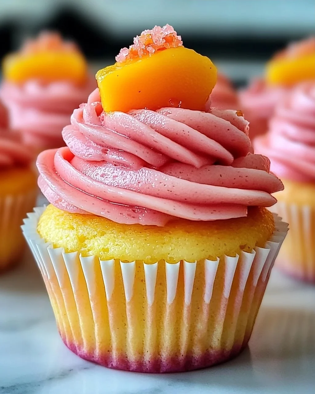 Mango Erdbeer Sonnenuntergang Cupcakes für jeden Anlass