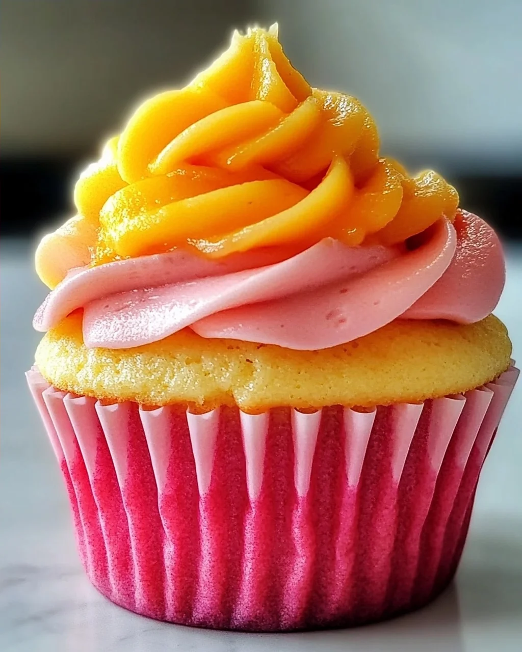 Mango Erdbeer Sonnenuntergang Cupcakes für jeden Anlass