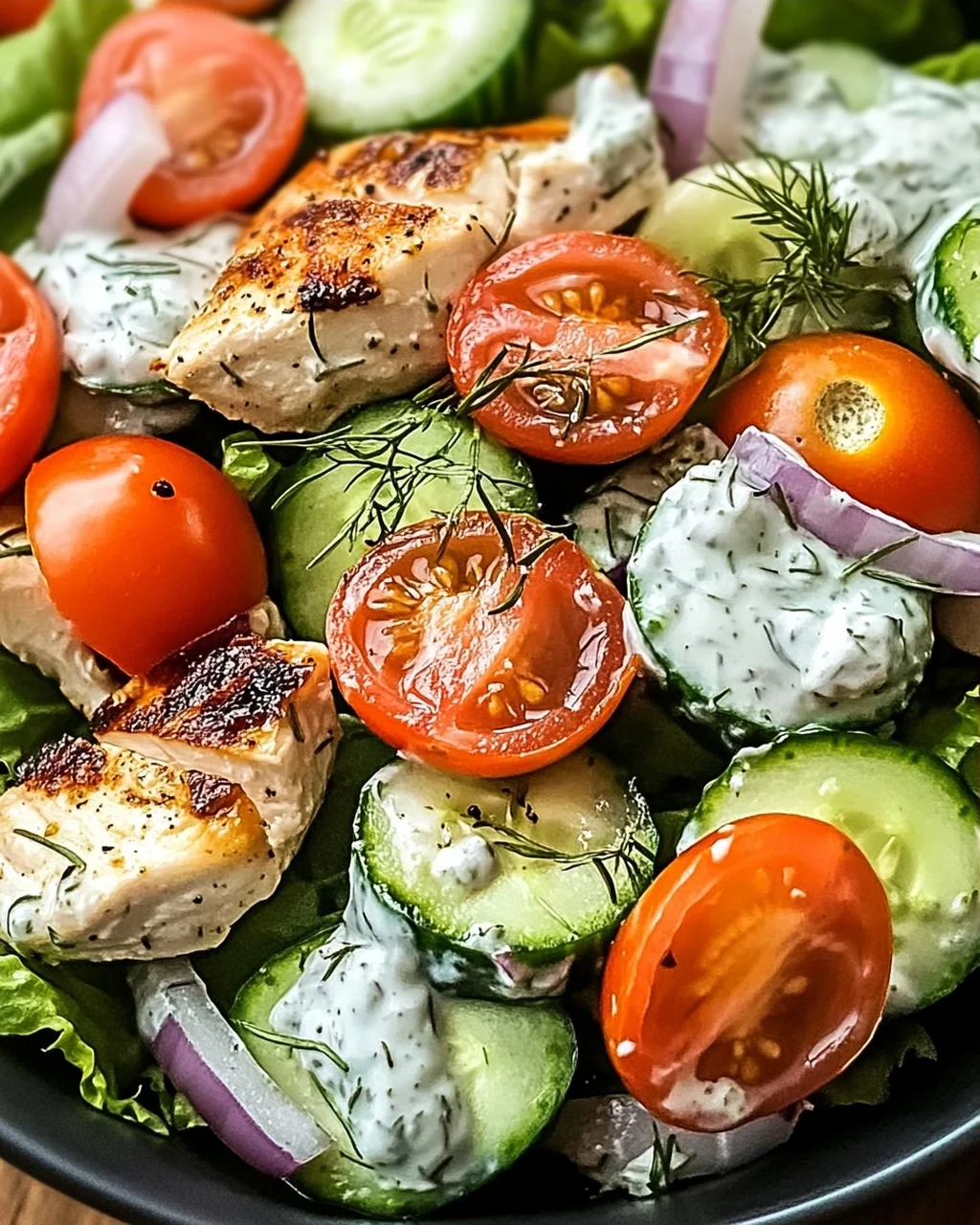 Mediterraner Tzatziki-Hähnchensalat