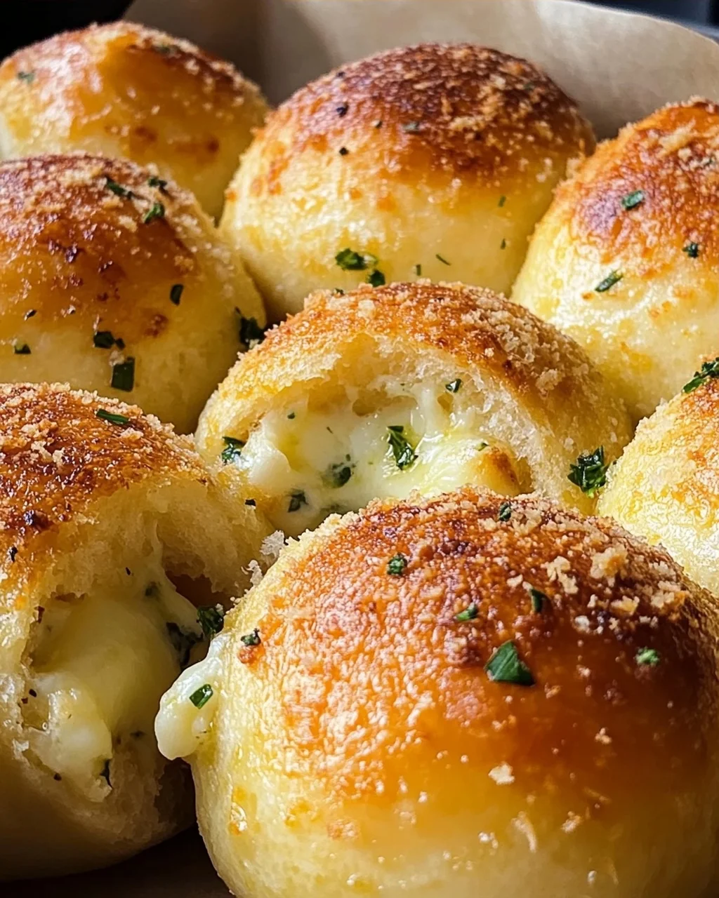 Megalecker Knoblauch Brötchen gefüllt mit Mozzarella Käse