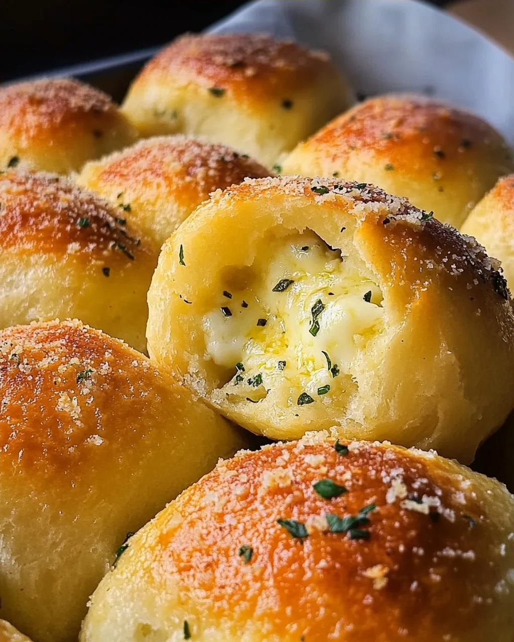 Megalecker Knoblauch Brötchen gefüllt mit Mozzarella Käse