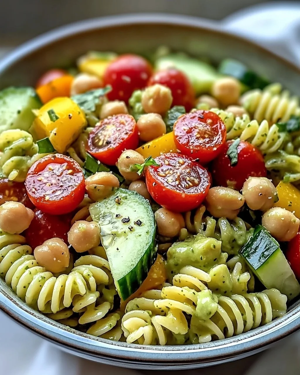 Milchfreier Avocado-Nudelsalat für den Sommer