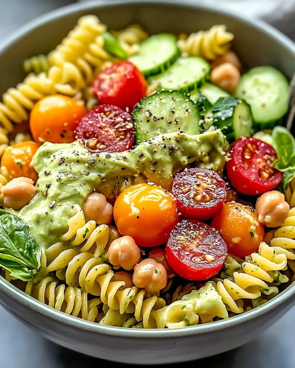 Milchfreier Avocado-Nudelsalat für den Sommer