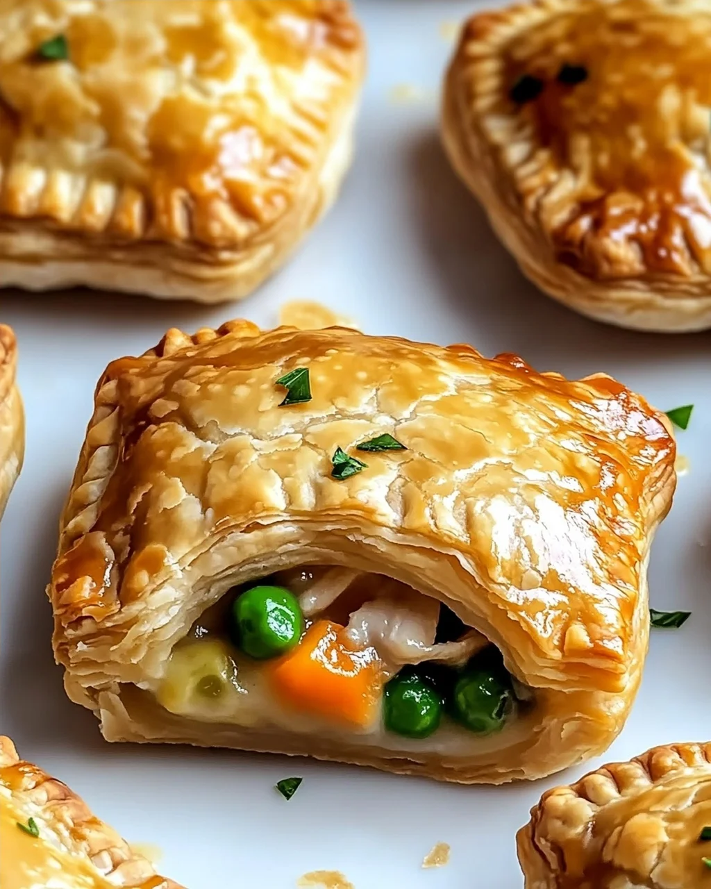 Mini-Hühnchentopf-Pasteten mit Blätterteig genießen