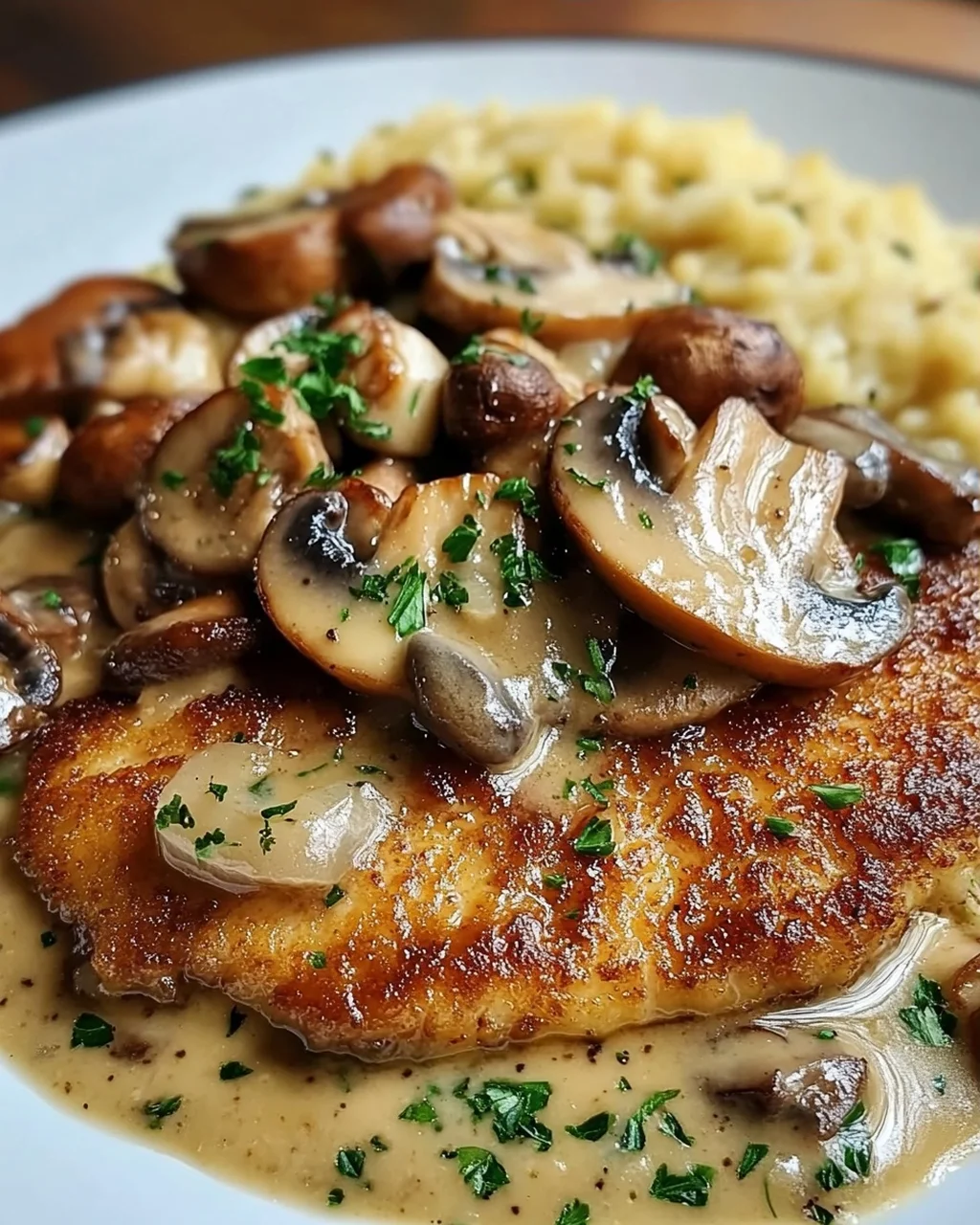 Naturschnitzel in Champignonrahmsauce