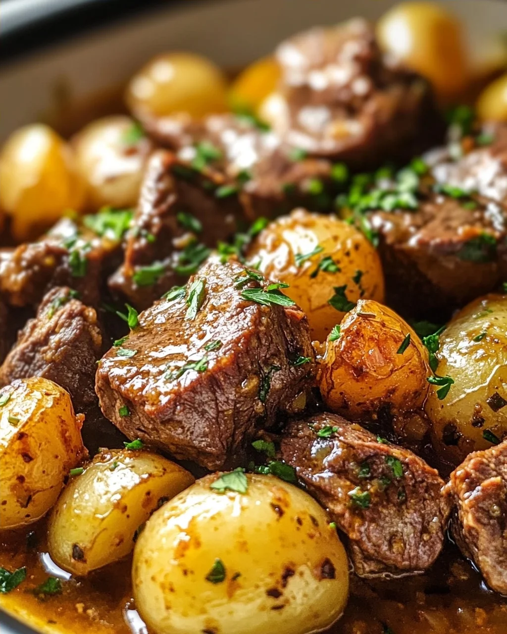 One Pot Slow Cooker Knoblauchbutter-Rindfleisch mit Kartoffeln