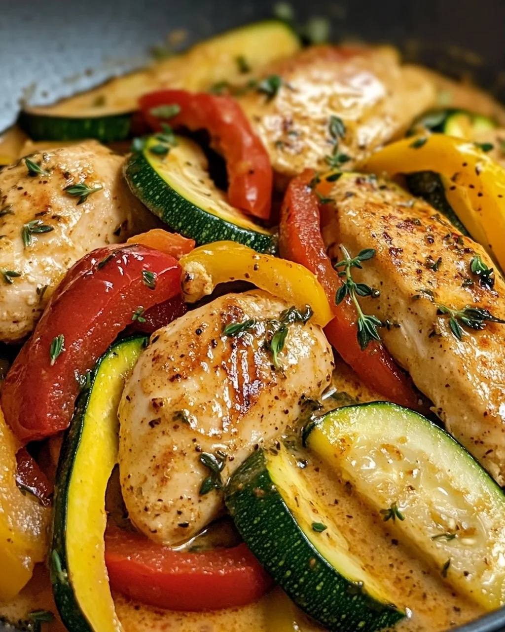 Paprika Zucchini Sahne Hähnchen