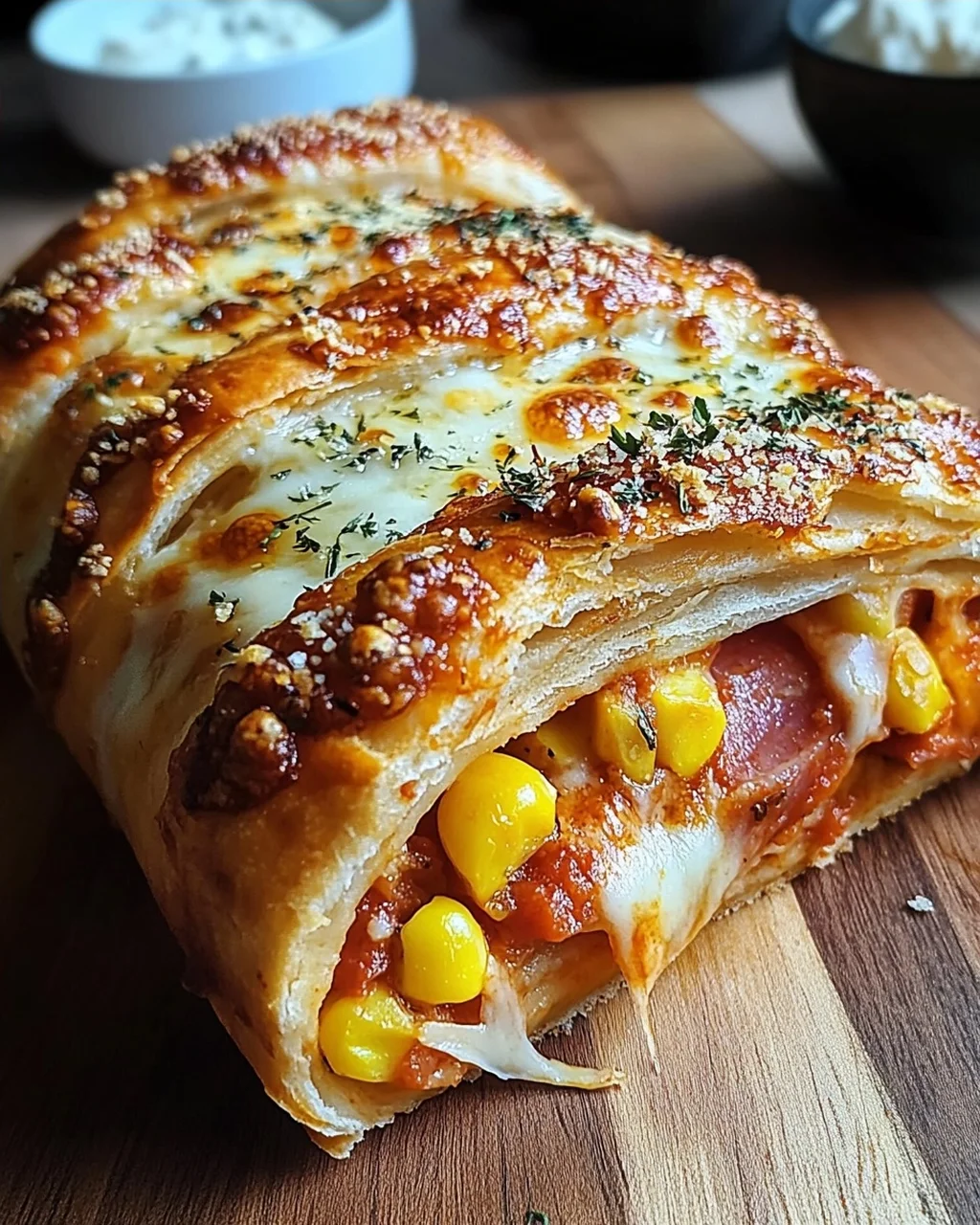 Pizza-Strudel aus fertigem Pizzateig