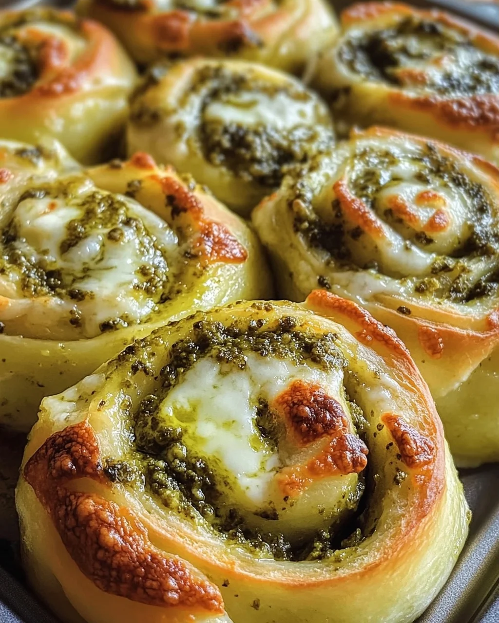 Pizzaschnecken mit Pesto und Mozzarella