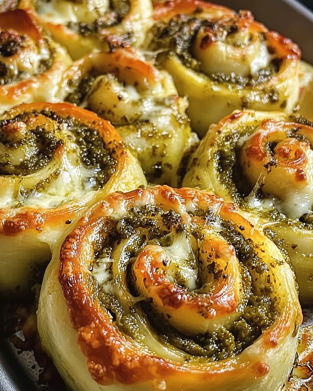 Pizzaschnecken mit Pesto und Mozzarella