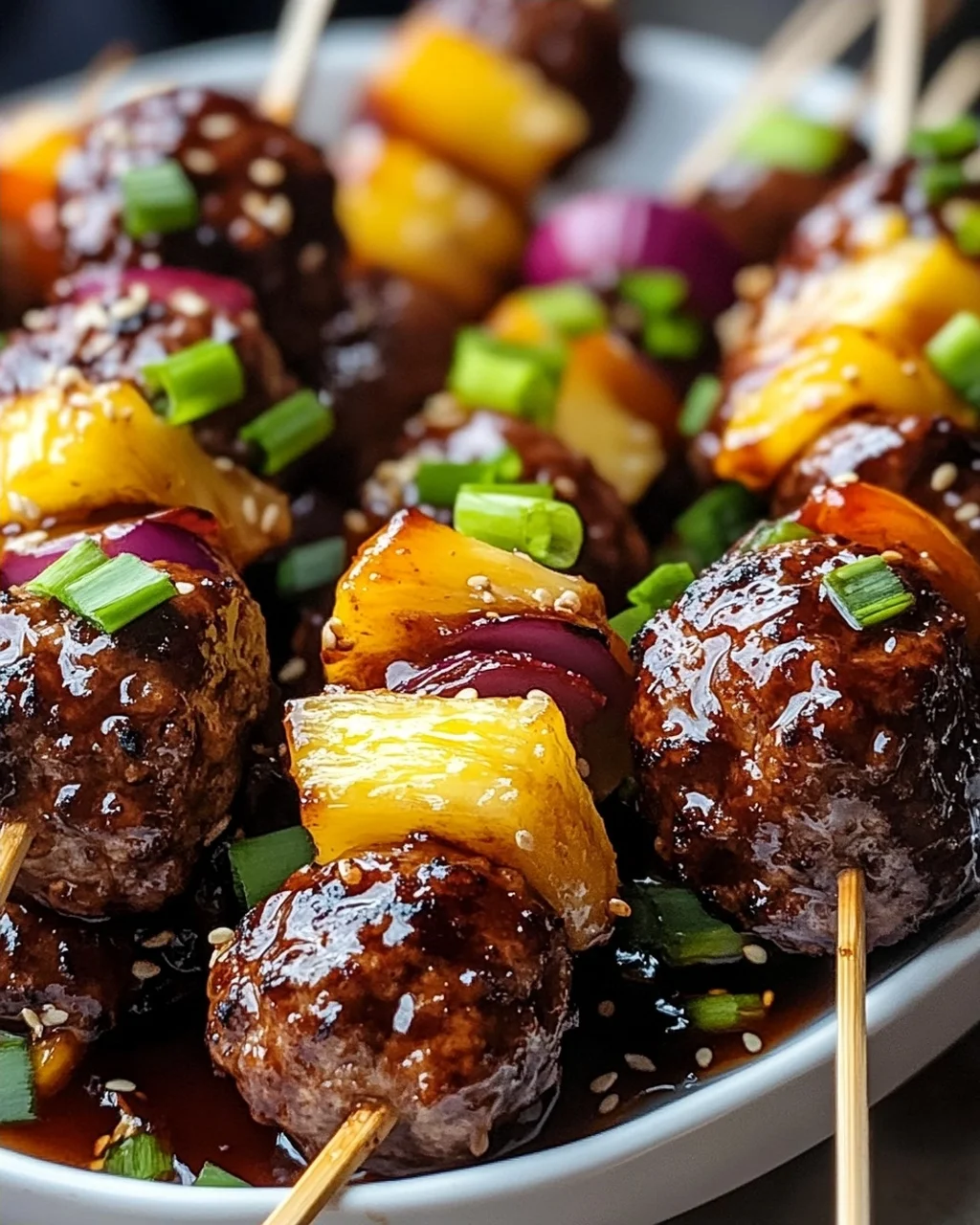 Rezept: Teriyaki Ananas Fleischbällchen-Spieße – Schnell & Lecker!