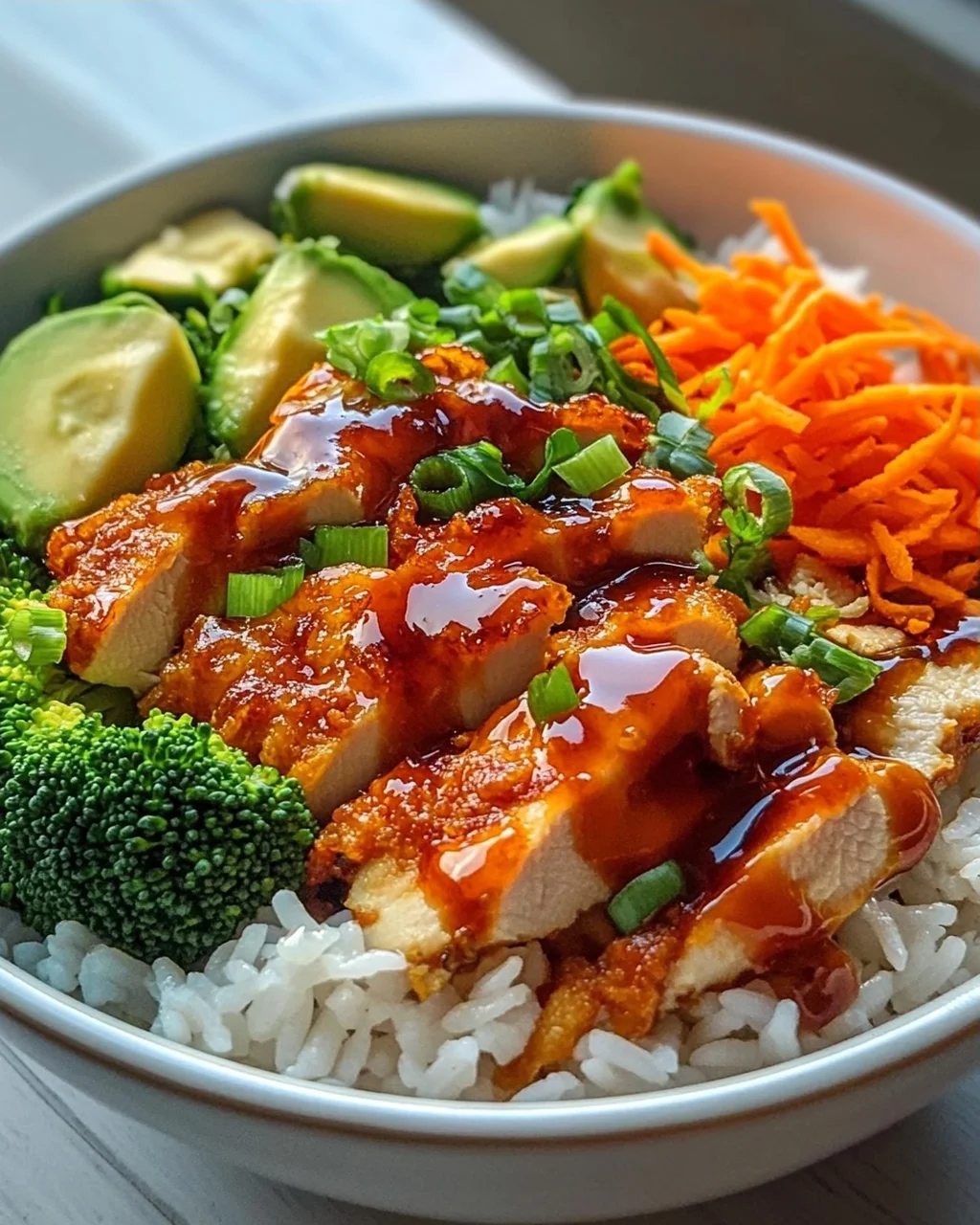 Scharfe Honig-Hähnchen-Bowls aromatisch & Yum Yum Sauce