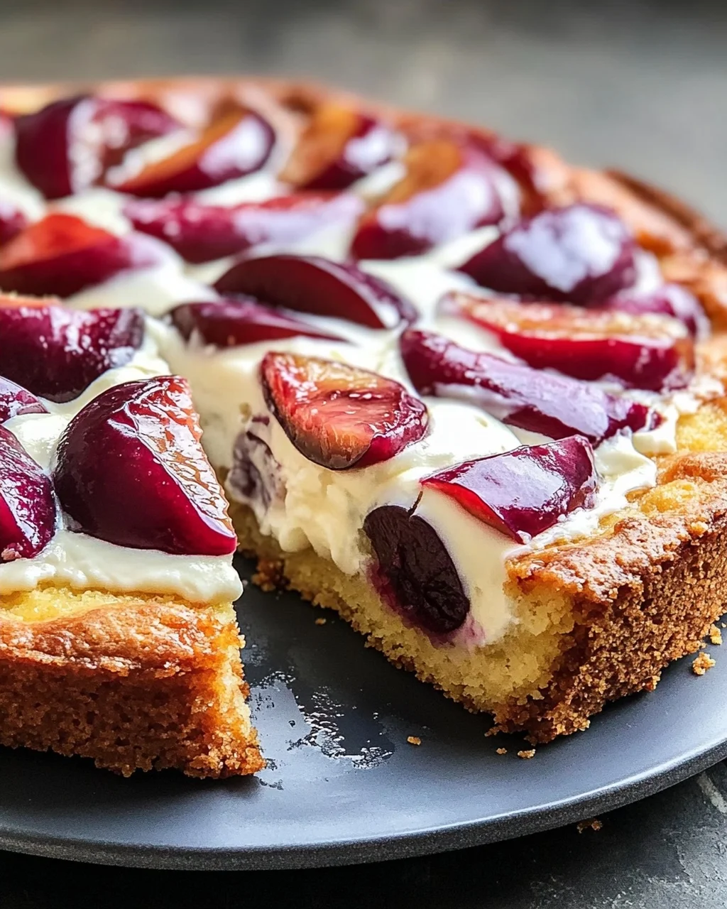 Schneller Zwetschgenkuchen mit Schmandguss