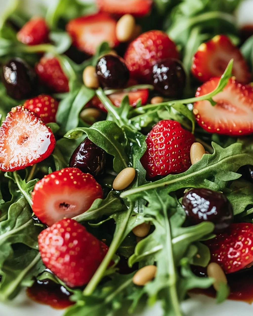 Sommerlicher Rucola Salat mit Erdnon-alcoholic beeren & Balsamico