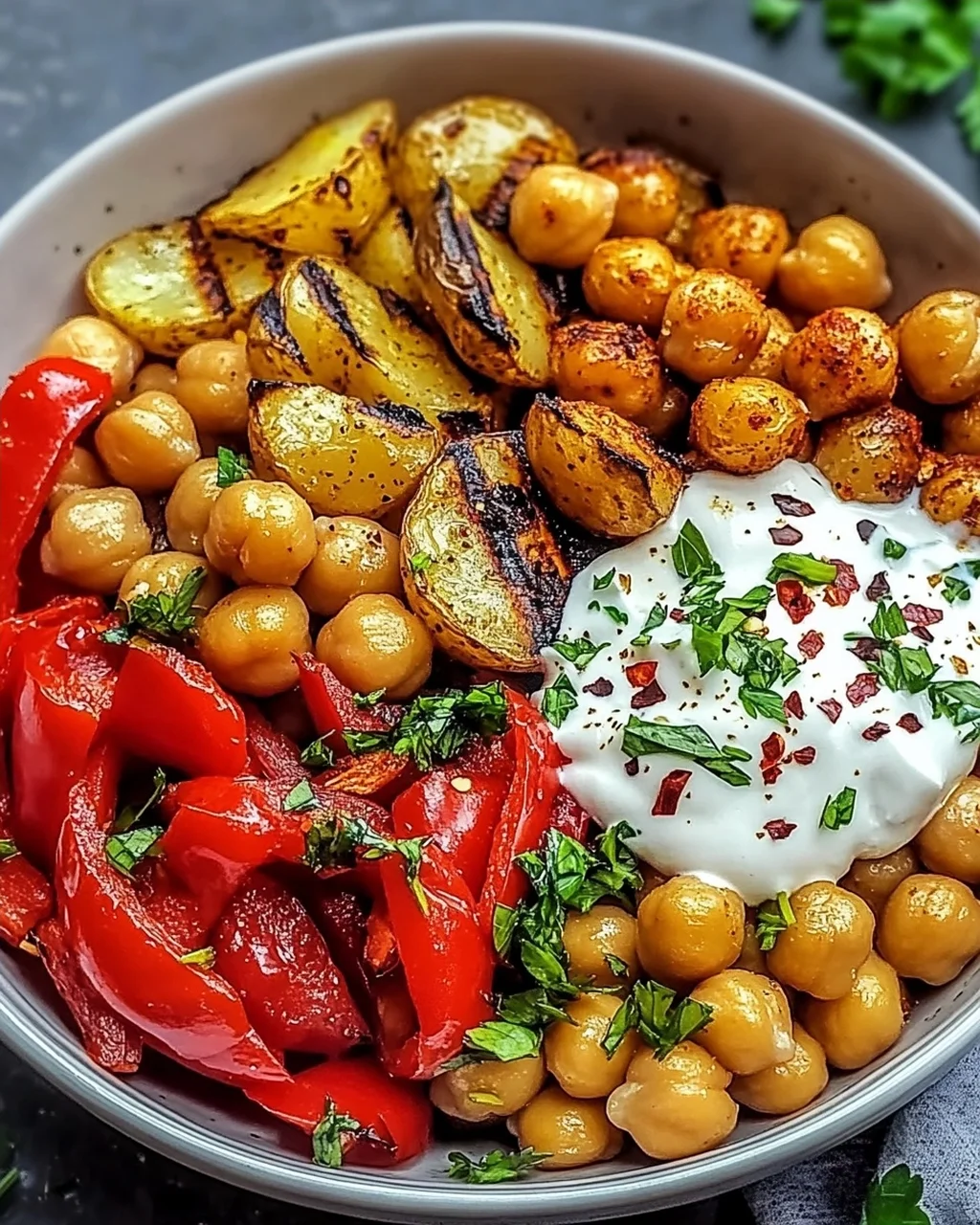 Vegan Mediterrane Gegrillte Gemüse Schüssel Genuss