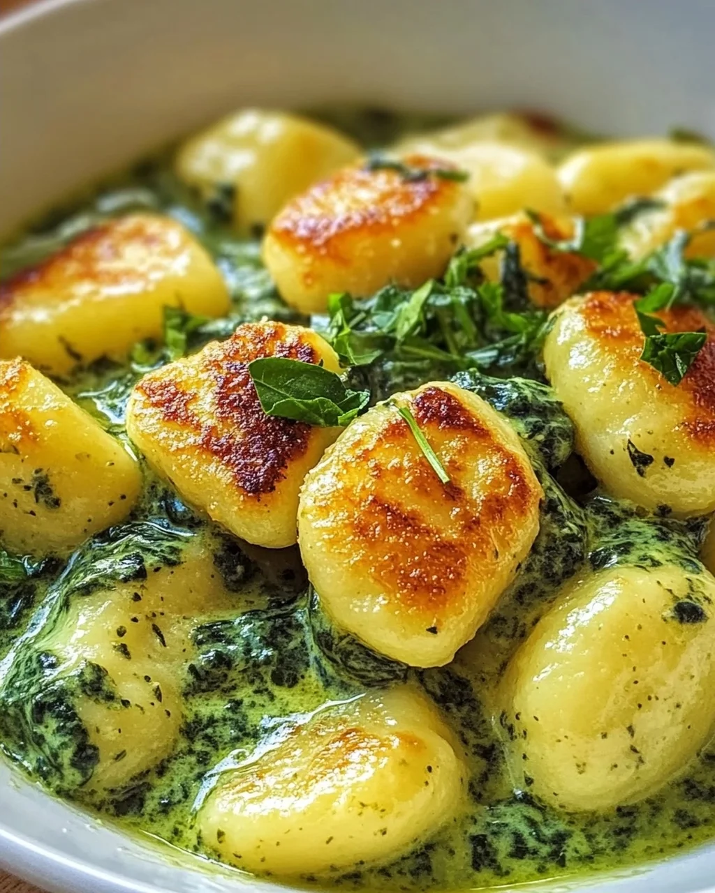 Vegane Gnocchi mit cremiger Spinatsauce