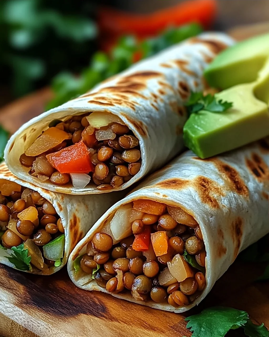 Vegetarische Burritos mit Linsen und Walnüssen