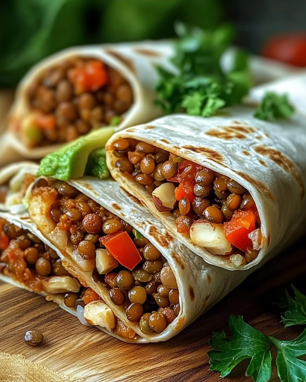 Vegetarische Burritos mit Linsen und Walnüssen